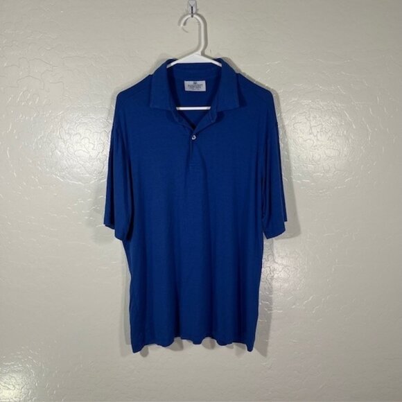 Mizzen and Main Polo Shirt Mens Large Trim Solid Blue Rayon Stretch Casual - Picture 1 of 5